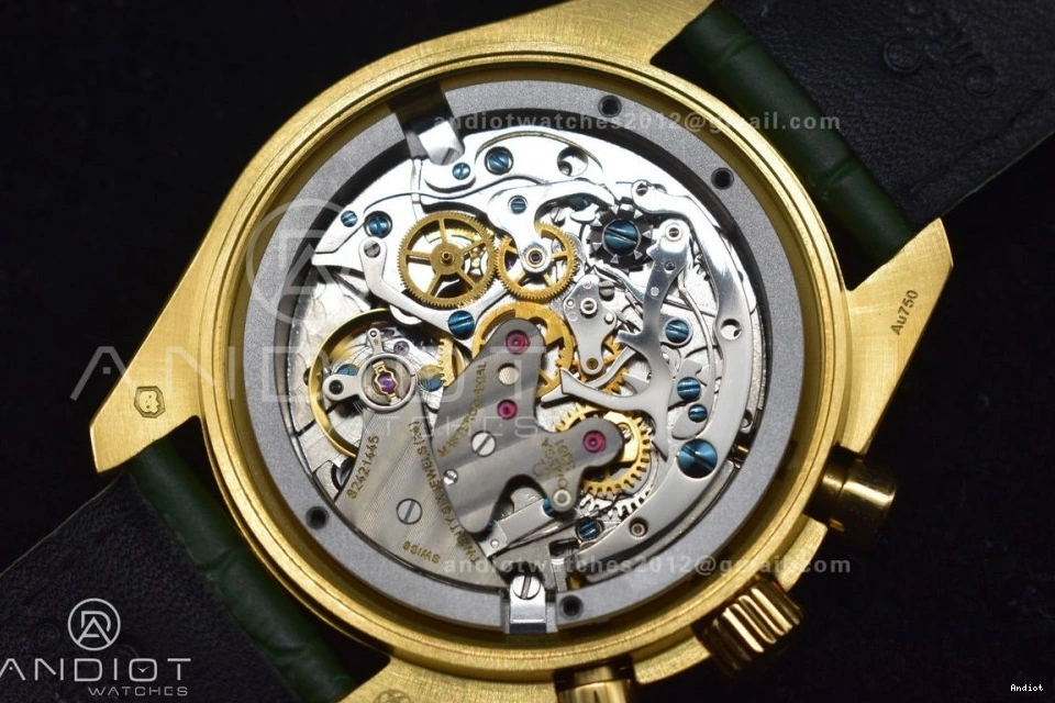 Gold Green Manual Speedmaster Green YG in Dial Chrono Strap Leather on RMF Moonshine Moonwatch Edition Best 0701